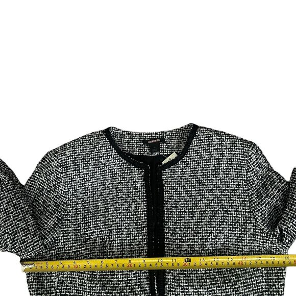 NEW Express $128 White Black Tweed Jacket Blazer Cropped 3/4 Sleeve Women’s 10 - Picture 14 of 16